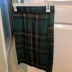 green plaid body con skirt